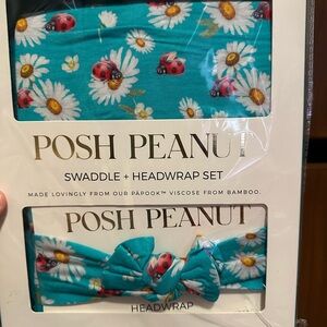 Posh Peanut Turquoise Floral Headwrap & swaddle